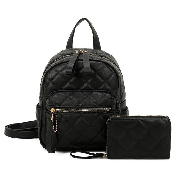 lf459 Solid color backpack two-piece set,cute and versatile