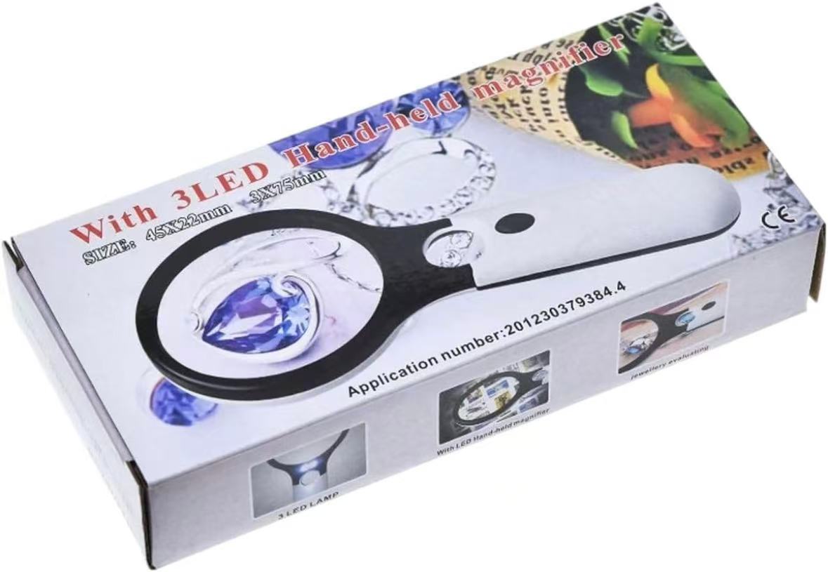 NO.6902AB 3 LED Hand-held Magnifying Glass Random Color