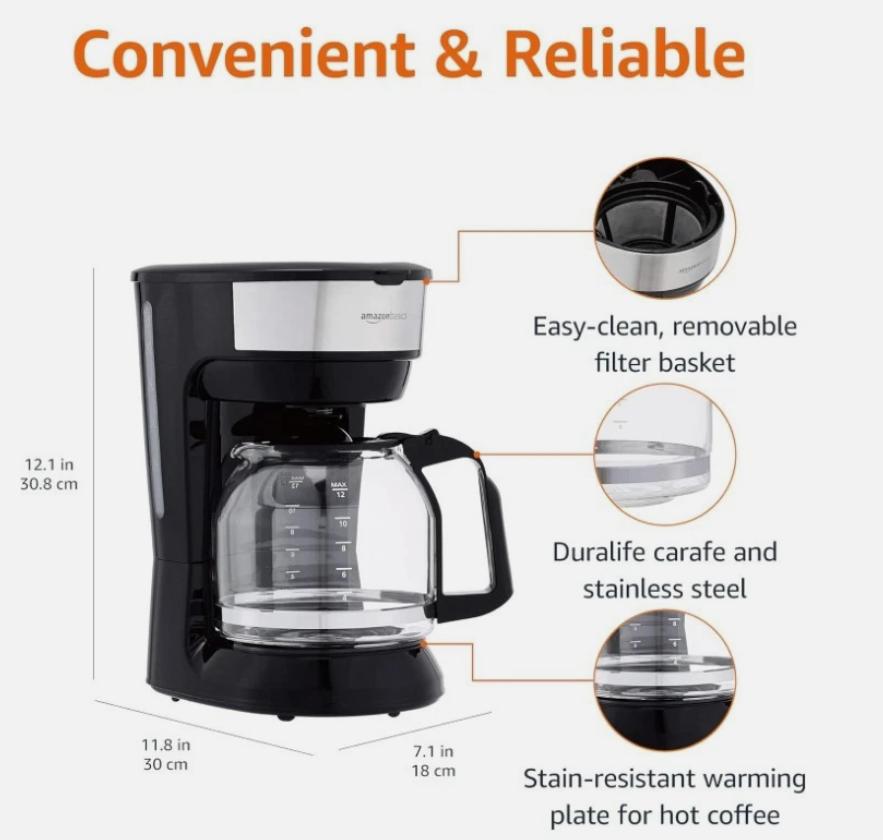 MSRP $50 Amazon Basics 12-Cup Coffee Maker