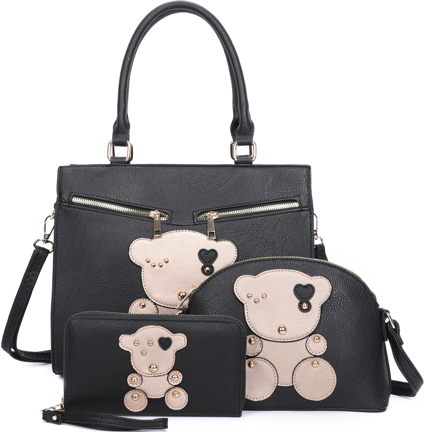 XM21209-T3 Teddy Bear Simple Classic Women's Handbag Three-piece Set