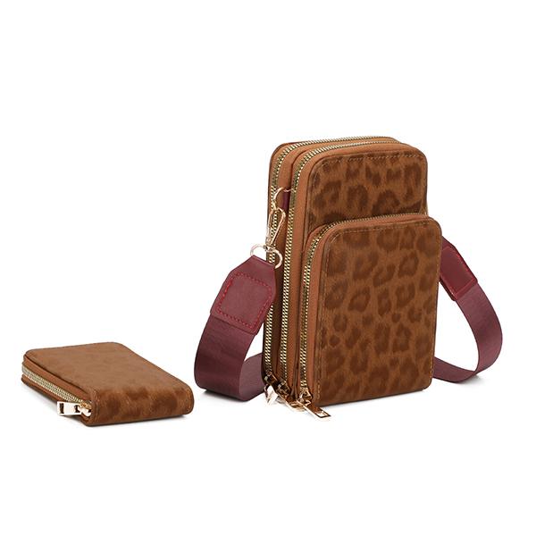LEO-Q484 new leopard print small crossbody bag and wallet two-piece set ，exquisite and compact showing temperament