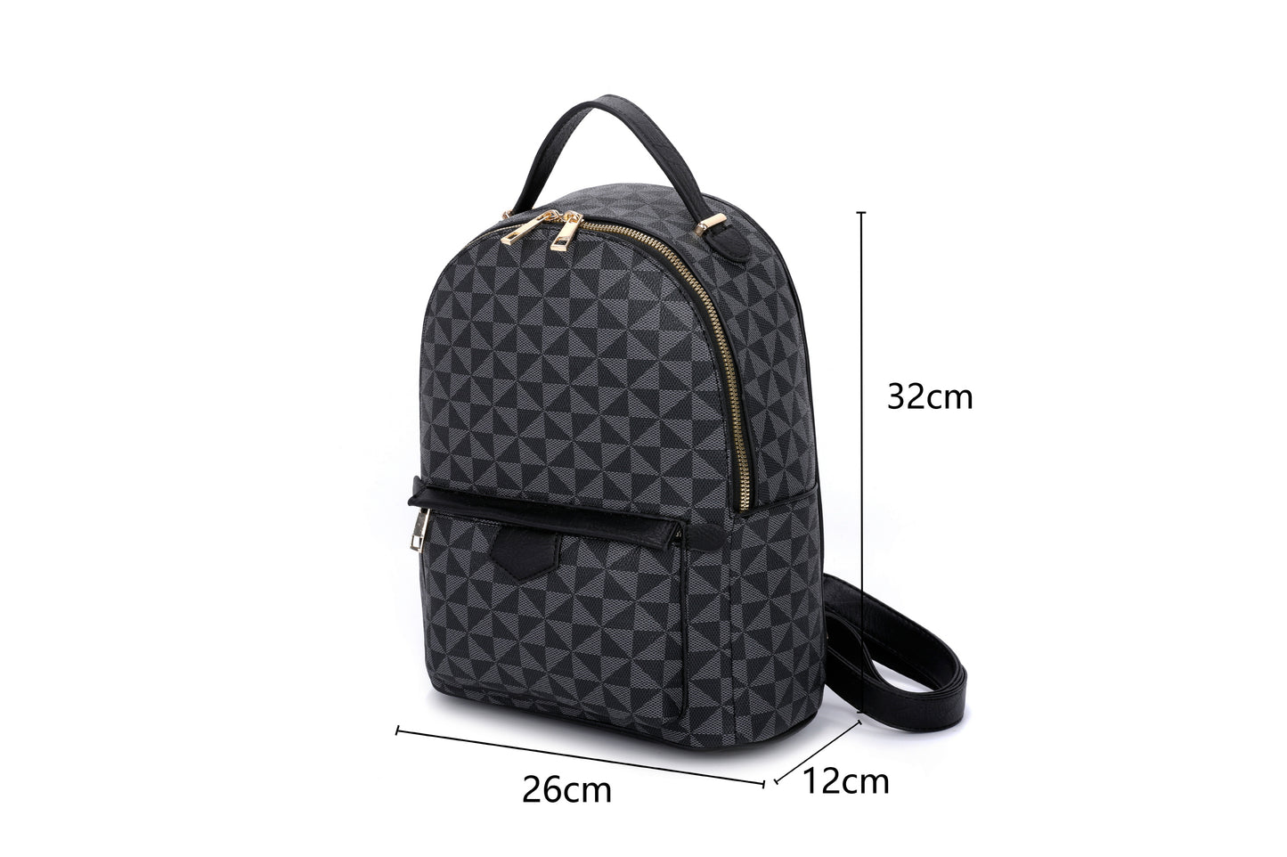 3-PIECE TRIANGLE MONOGRAM ZIPPER BACKPACK WITH MATCHING BAG