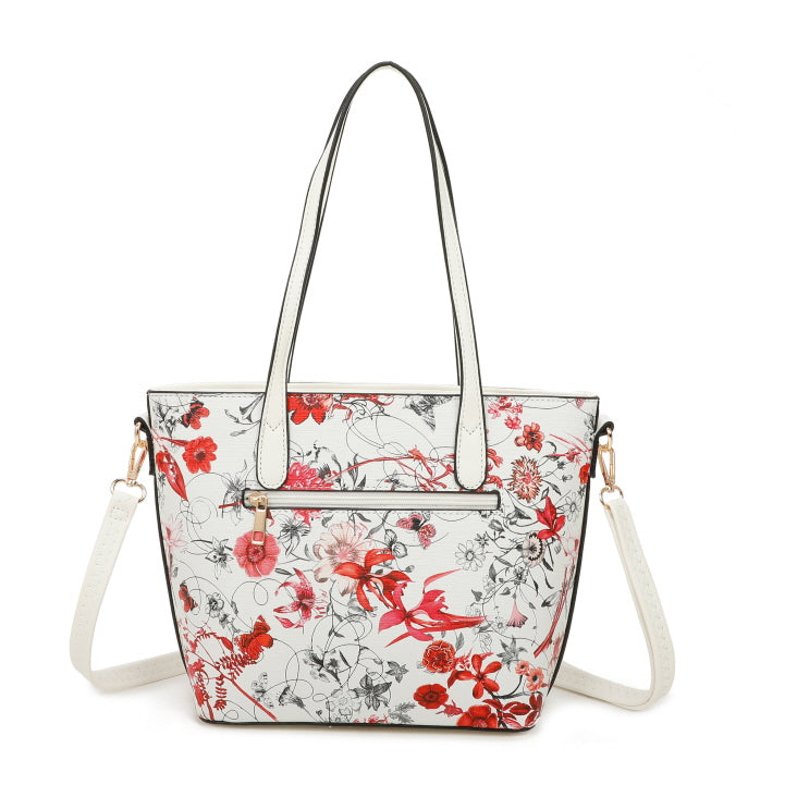 3 IN 1 FLORAL PRINTED BAG WITH MEDIUM SIZE BAG AND WALLET SET