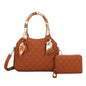 2 PIECES STITCHING HANDBAG SET WITH WALLET