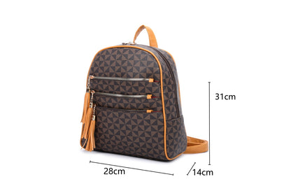 3-PIECE MONOGRAM TRIPLE LAYER ZIPPER TASSEL BACKPACK