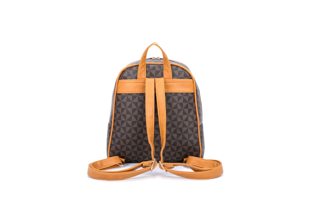 3-PIECE MONOGRAM TRIPLE LAYER ZIPPER TASSEL BACKPACK