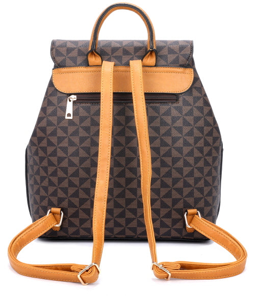 3-PIECE MONOGRAM PRINT BACKPACK SET