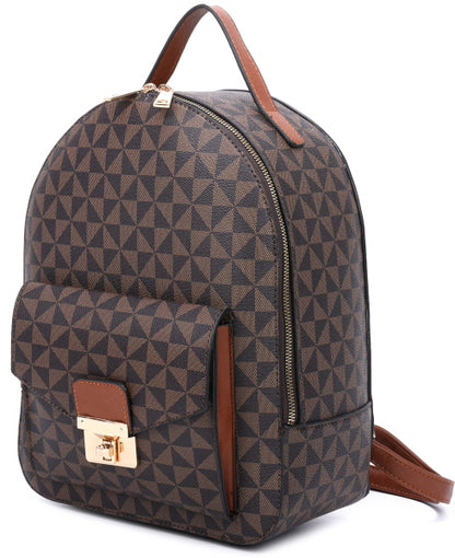 3-PIECE MONOGRAM SMOOTH OVAL METAL BUCKLE BACKPACK SET