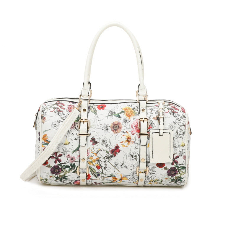 3 IN 1 FLORAL PRINTED DUFFLE BAG WITH CROSSBODY AND WALLET SET