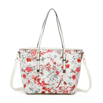 3 IN 1 FLORAL PRINTED BAG WITH MEDIUM SIZE BAG AND WALLET SET