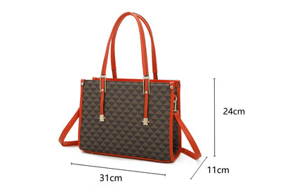 BROWN/ORANGE FASHION FASHION 2-IN-1 SHOULDER BAG SET