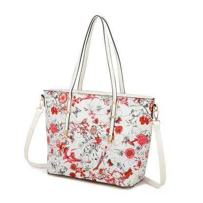 3 IN 1 FLORAL PRINTED BAG WITH MEDIUM SIZE BAG AND WALLET SET