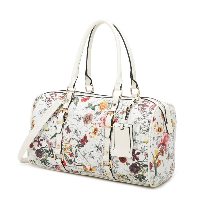 3 IN 1 FLORAL PRINTED DUFFLE BAG WITH CROSSBODY AND WALLET SET