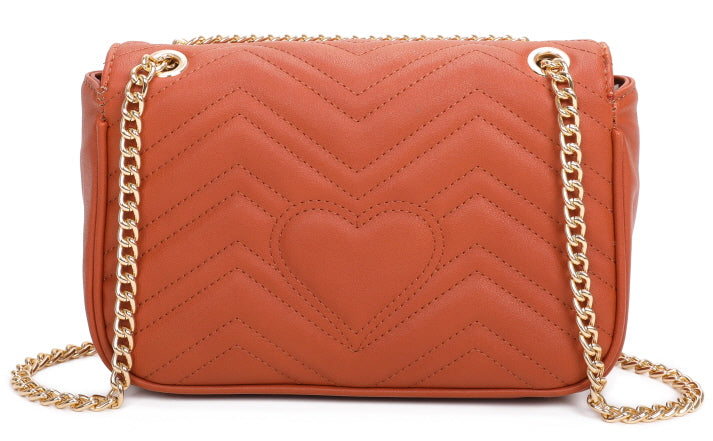 Chevron Heart Quilted 2-in-1 Crossbody Bag Satchel