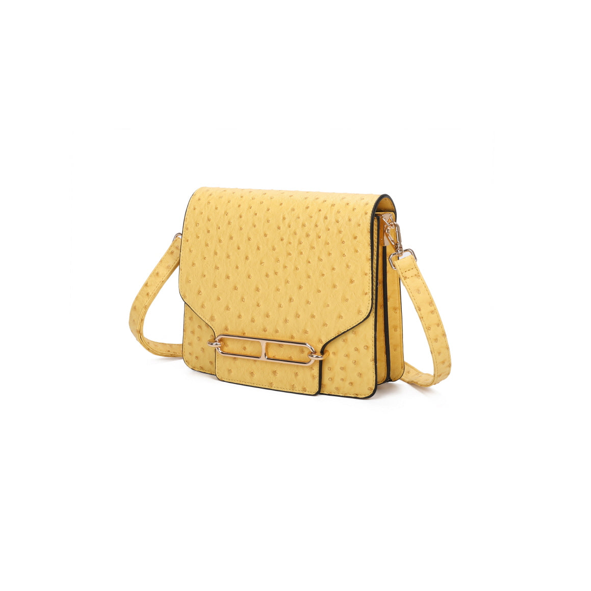 OSTRICH FLAP 2-IN-1 CROSSBODY BAG SATCHEL