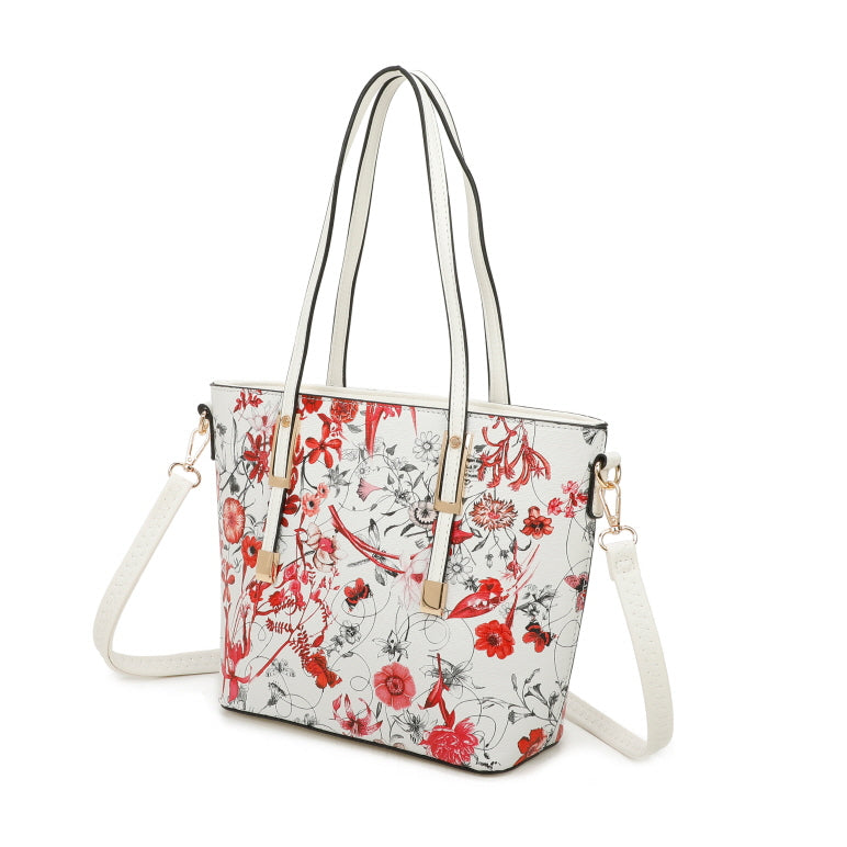 3 IN 1 FLORAL PRINTED BAG WITH MEDIUM SIZE BAG AND WALLET SET