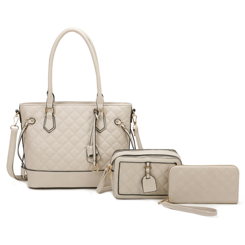 FASHION QUILTED TOP HANDLE 3-IN-1 TOTE