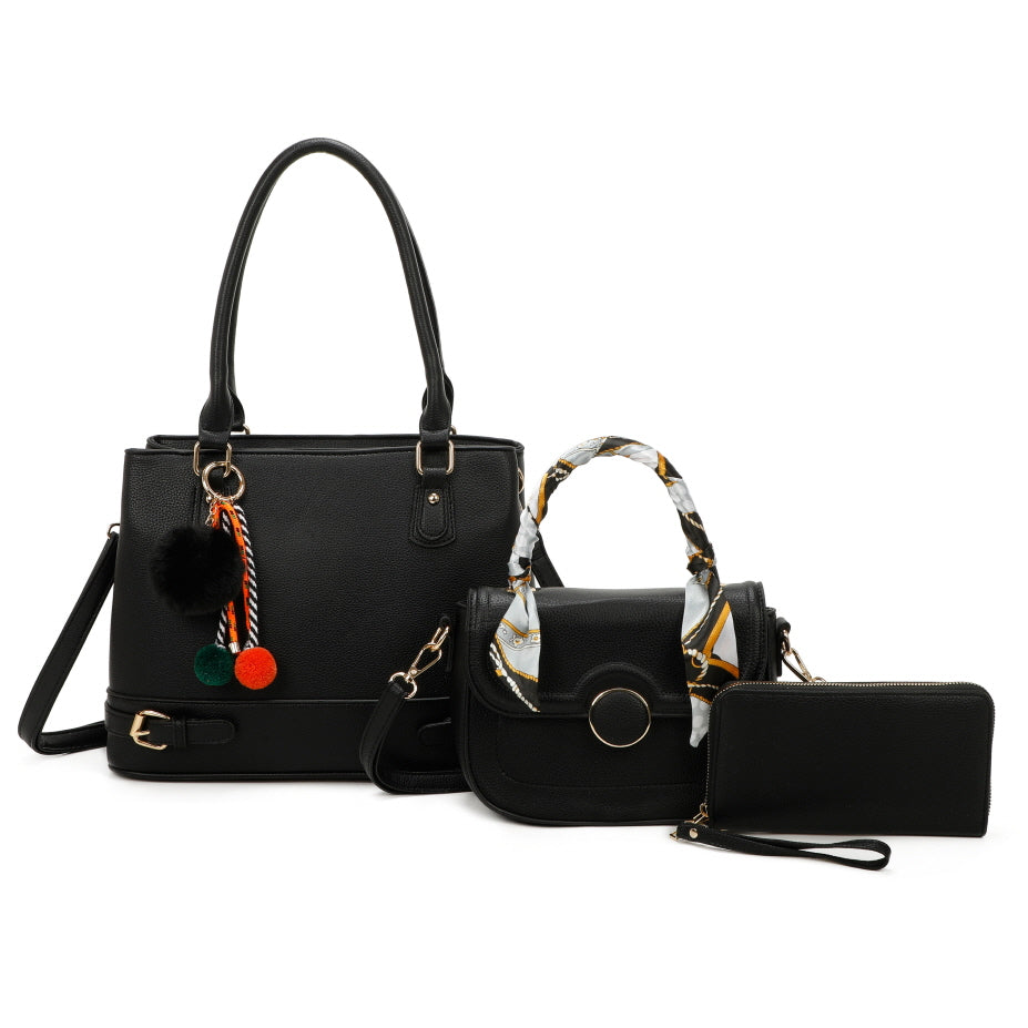 3 IN 1 DESIGN BAG WITH CROSSBODY BAG AND WALLET SET