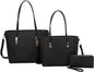 3-PIECE FASHION PU LONG HANDLE TOTE BAG WITH MATCHING BAG SET