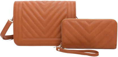 FASHION 2 IN 1 QUILTED CROSSBODY AND WALLET SET