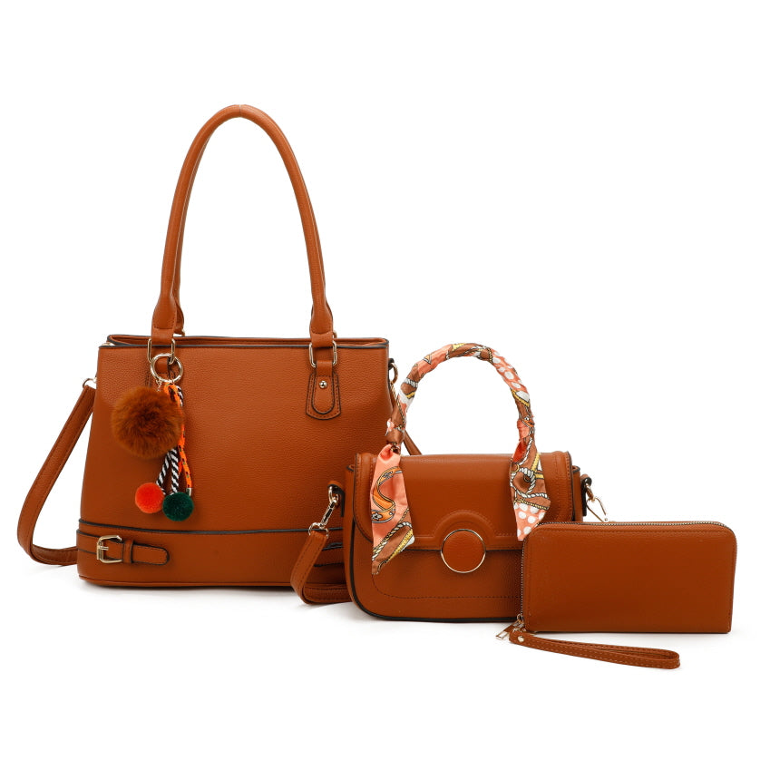 3 IN 1 DESIGN BAG WITH CROSSBODY BAG AND WALLET SET