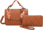 FASHION 2 IN 1 QUILTED WITH SCARF CROSSBODY AND WALLET SET