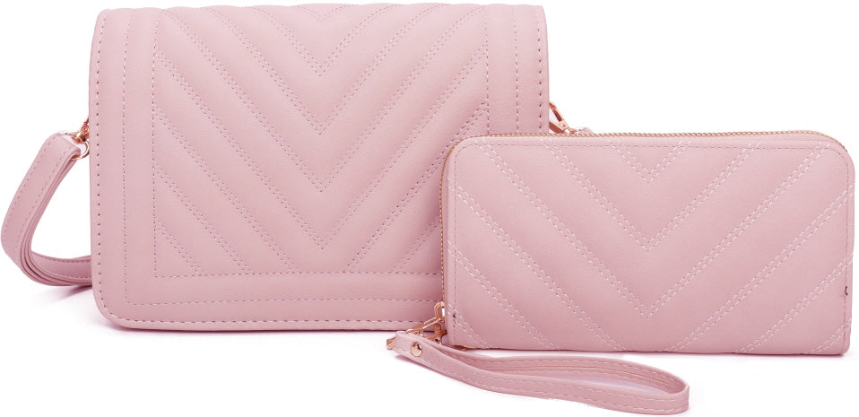 FASHION 2 IN 1 QUILTED CROSSBODY AND WALLET SET