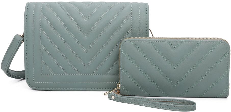 FASHION 2 IN 1 QUILTED CROSSBODY AND WALLET SET