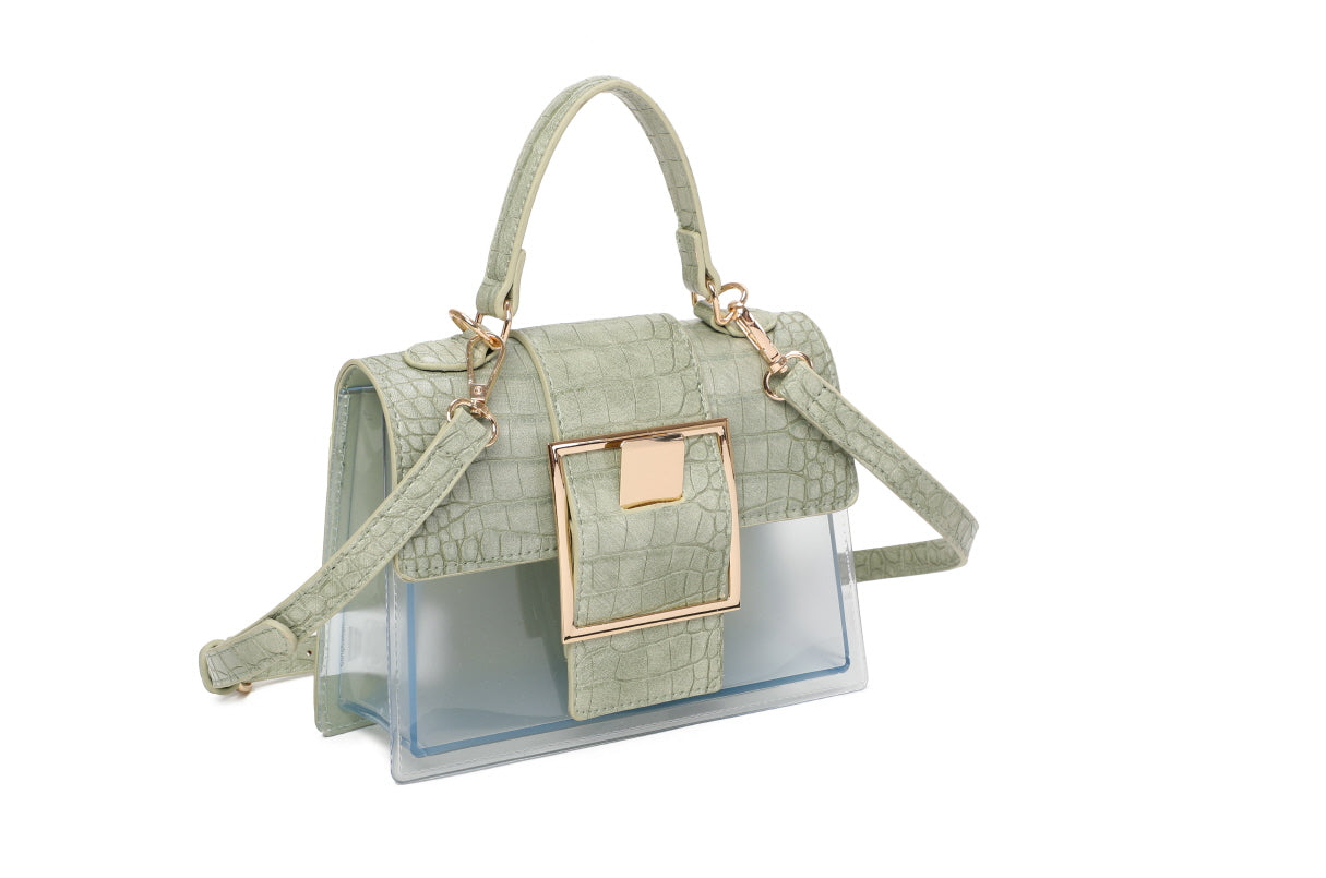 CROCODILE SKIN TRANSPARENT MESSENGER BAG