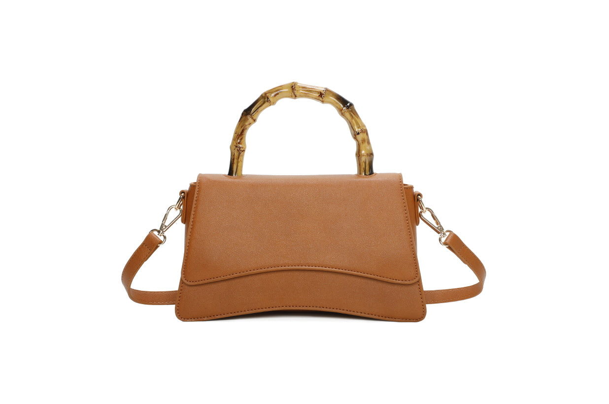 FASHION BAMBOO TOP HANDLE FLAP 2-IN-1 SATCHEL