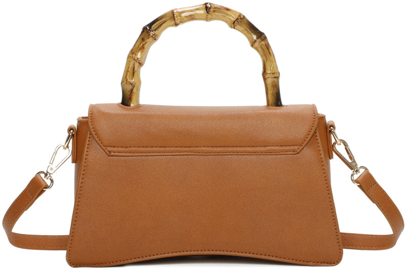 FASHION BAMBOO TOP HANDLE FLAP 2-IN-1 SATCHEL