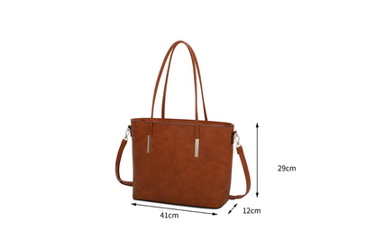 3-PIECE FASHION PU LONG HANDLE TOTE BAG WITH MATCHING BAG SET