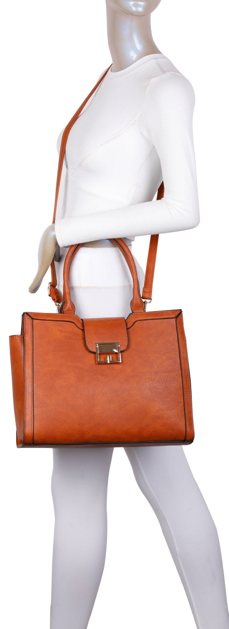 3-PIECE TEXTURED SATCHEL BAG WITH CROSSBODY AND WALLET SET