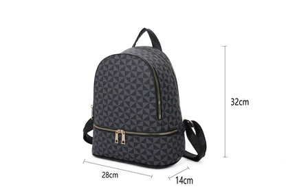 3-PIECE TRIANGULAR MONOGRAM ZIPPER BACKPACK WITH CROSSBODY PURSE