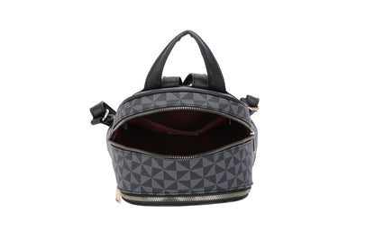 3-PIECE TRIANGULAR MONOGRAM ZIPPER BACKPACK WITH CROSSBODY PURSE