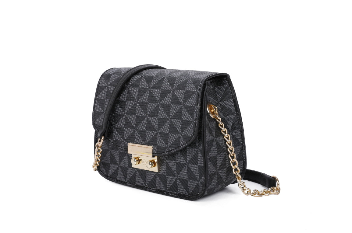 3-PIECE TRIANGULAR MONOGRAM ZIPPER BACKPACK WITH CROSSBODY PURSE