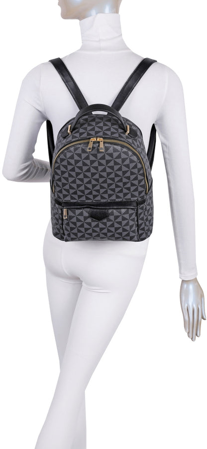 3-PIECE TRIANGLE MONOGRAM ZIPPER BACKPACK WITH MATCHING BAG