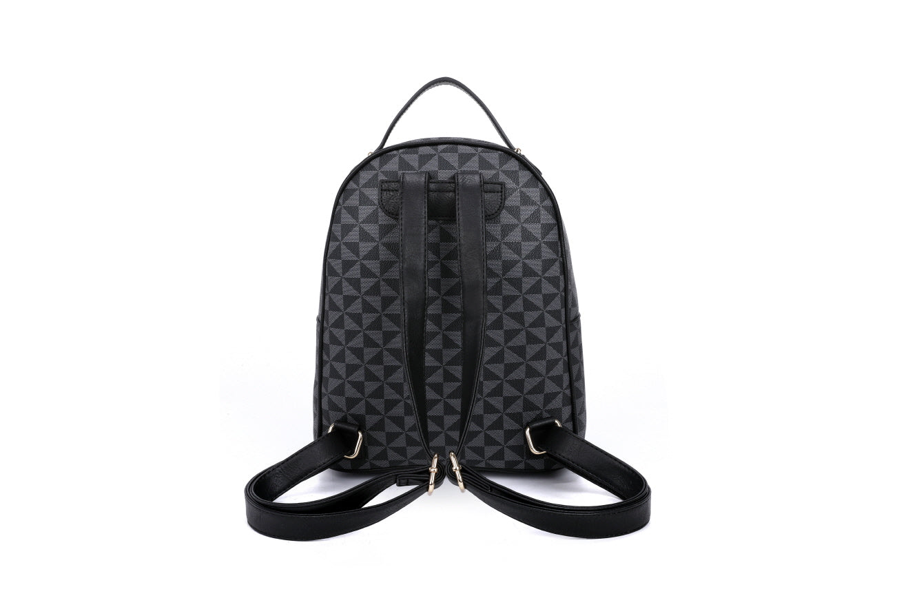 3-PIECE TRIANGLE MONOGRAM ZIPPER BACKPACK WITH MATCHING BAG