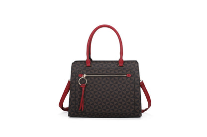 BURGUNDY 3-PIECE MONOGRAM SATCHEL BAGS WITH CUTE BAG SET