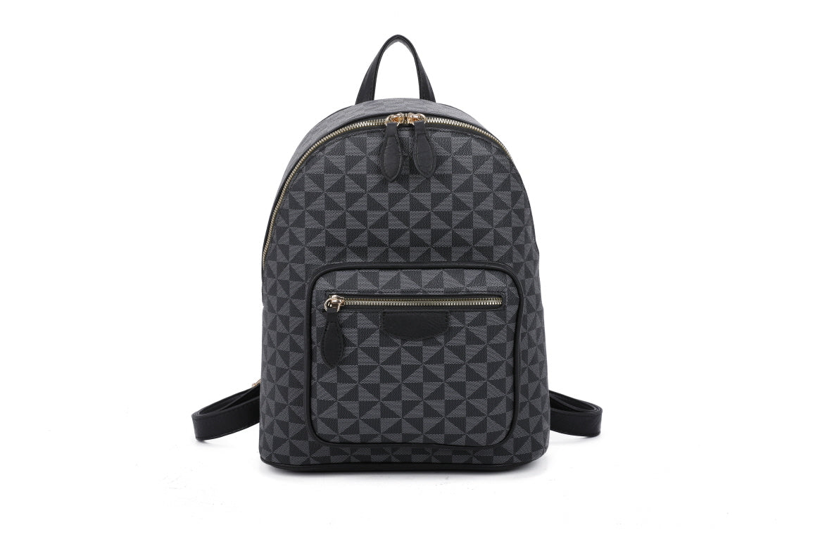 3-PIECE MONOGRAM FRONT ZIPPER STYLISH BACKPACK SET