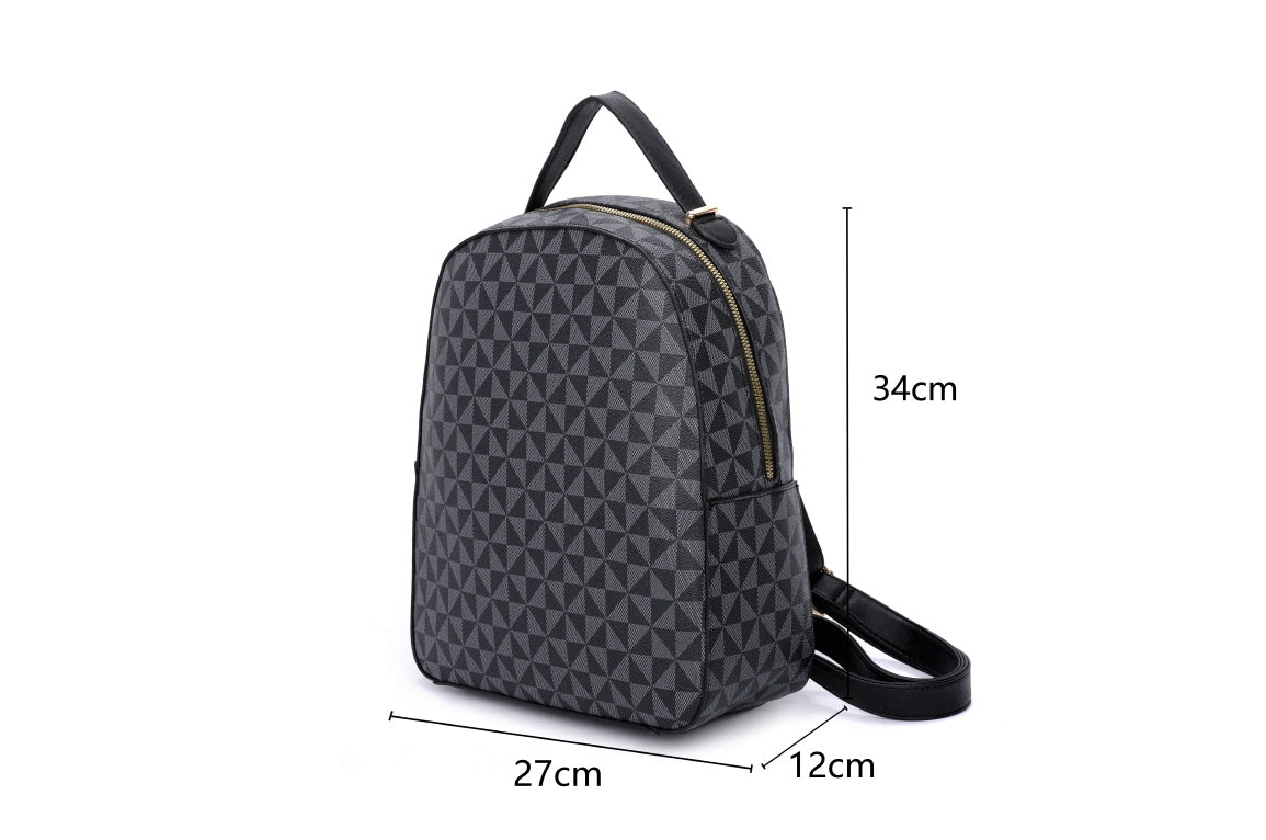 3-PIECE TRIANGLE MONOGRAM PLAIN BACKPACK WITH MATCHING BAG