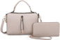 2 PIECE FASHION ZIPPER BOXY SATCHEL SET