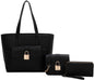 3-PIECE KEY LOCK TOTE BAG WITH CROSSBODY AND WALLET SET