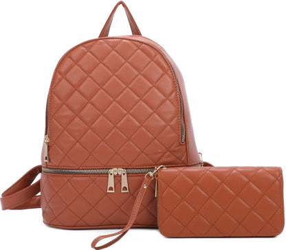 QUILTED STYLE BACKPACK & WALLET SET