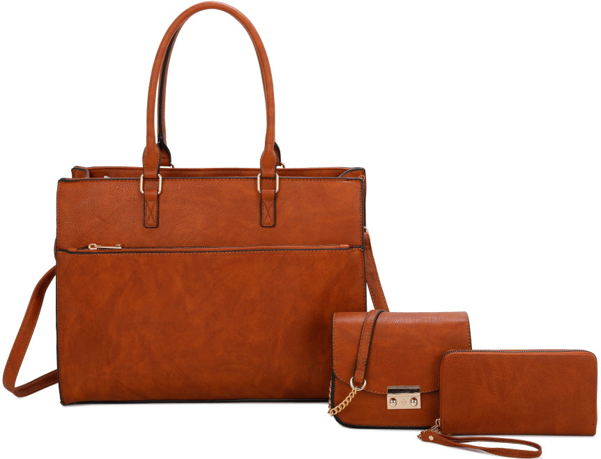 3-PIECE LONG FASHION ELEGANT SATCHEL SET