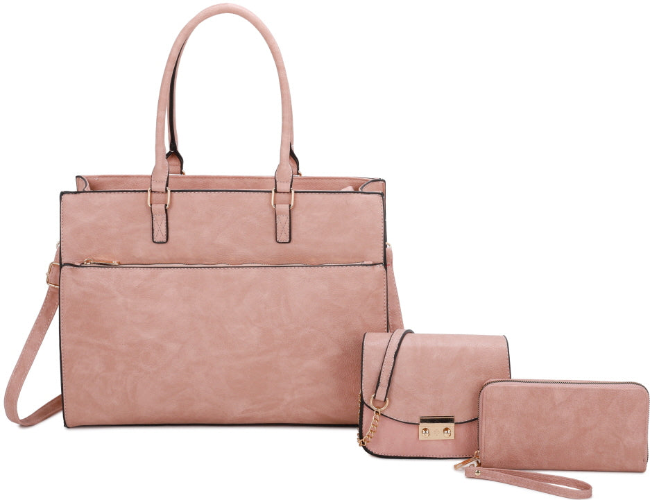 3-PIECE LONG FASHION ELEGANT SATCHEL SET