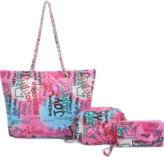 Graffiti Quilted Fashion 3-Piece Purse Set