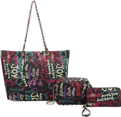 Graffiti Quilted Fashion 3-Piece Purse Set