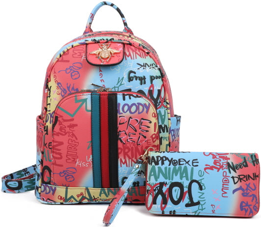 FASHION GRAFFTI BACKPACK & WALLET SET