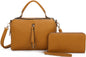 2 PIECE FASHION ZIPPER BOXY SATCHEL SET